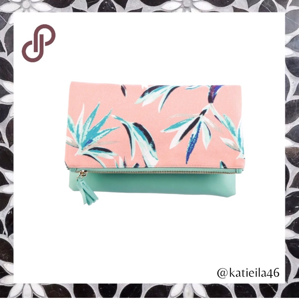 NEW Rachel Pally Reversible Palm Clutch - Mint, Pink